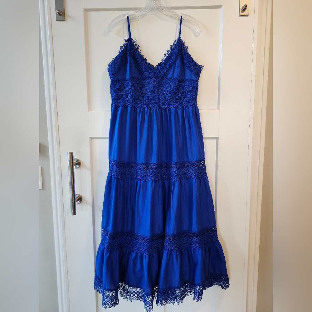 ANTONIO MELANI Cobalt Blue Lace-Trim Dress